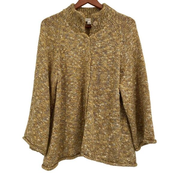Coldwater Creek Bell Sleeves Wool Blend Cardigan Sweater Yellow Brown XL - Picture 1 of 12